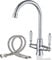 Kitchen Mixer Tap Chrome 1 Hole Brass Material Dual Lever Monobloc Gooseneck High Arch 360 Swivel Hot and Cold Sink Taps Deck Mount for Kitchen UK Standard with Flexi Tails Easy to Install