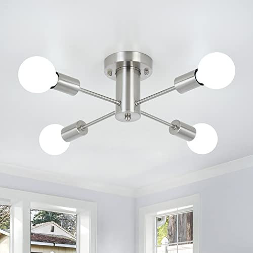 ASHUAQI Sputnik Ceiling Light, 4 Lights Chrome Ceiling Lights Living Room, Modern Industrial Industrial Light Fittings Ceilings, Sputnik Chandelier for Kitchen, Bedroom, Hallway, Lounge, Dining Room