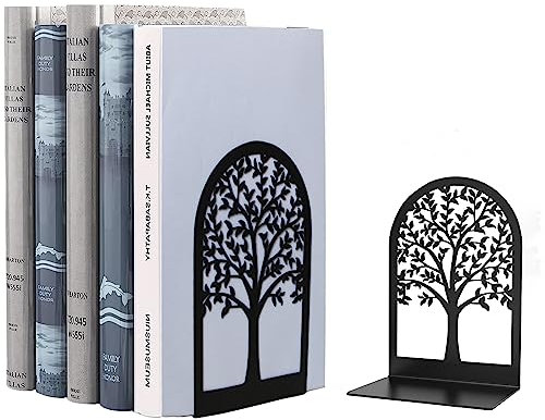 GOSLYLY Buchstützen Metall Schwarz Buchhalter Regal-Bookend Holder mit rutschfeste Bücherstopper für Schule Zuhause Büro 1 Paar (Schwarze)