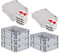 PROREGAL SuperSparSet 5x Eurobox NextGen Grip mit Scharnierdeckel und roten Schiebeschnappverschlüssen, HxBxT 12x30x40cm, 11 L, Grau, Griffe geschlossen, Eurobehälter, Transportbox