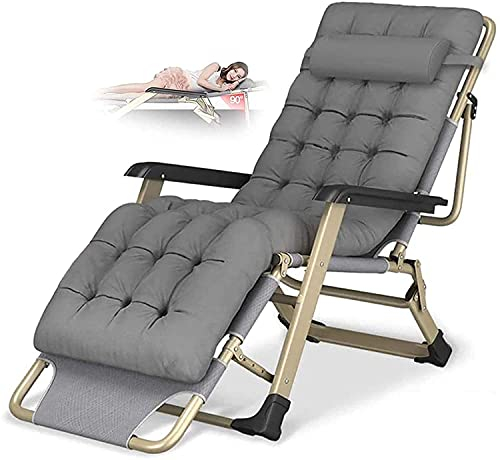 Liegestuhl, zusammenklappbar, Schwerelosigkeits-Sonnenliegen, Bett, Liegestuhl, Lounge-Stuhl, Übergröße, XL, Liegestühle, Baumwollkissen für Garten, Outdoor, Terrasse, Lounge-Stuhl, belastbar bis zu