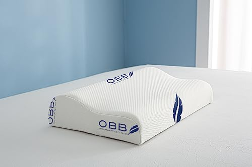 Nackenstützkissen I Visco-Memory Foam I Orthopädisches Nackenstützkissen I Ergonomisch geformt I Reisegröße I 30x50cm I Bezug mit Aloe Vera I Rücken- und Seitenschläfer