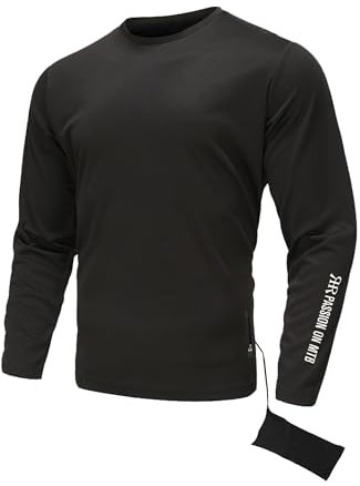 REYSHIONWA Men's Mountain Bike Jersey Long Sleeve MTB Shirts BMX Downhill Jersey Lightweigh Quick Dry Moisture-Wicking Black