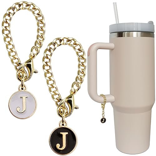 Wabogove Letter Charm Accessories for Stanley Cup 2PCS Initial Name ID Personalized Handle Charm for Stanley Tumbler, Alloy Steel, No Gemstone
