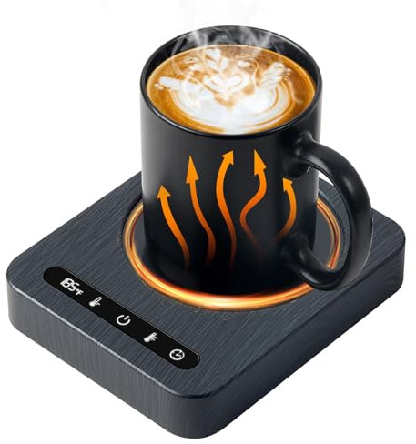 Chauffe-tasse à café et tasse - Chauffe-tasse pour bureau avec arrêt automatique - Chauffe-tasse avec mug, ensemble de chauffe-tasses, 4 réglages de température et minuterie de 1 à 12 h, pour chauffer