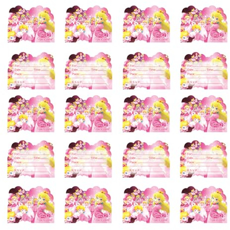 SMLHPARTY Einladung Geburtstag Prinzessin Peach Einladung Kindergeburtstag Prinzessinnen Peach Einladungskarten Geburtstag Princess Peach Geburtstag Einladung Karten Mario Peach Party Einladung