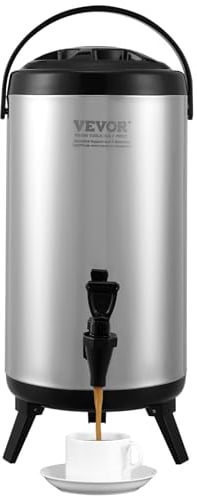 VEVOR Distributeur de Boissons Isotherme 9,2L Distributeur d’Eau Chaude et Froide Non Électrique Inox Alimentaire Conservation 4-6H Conteneur Isotherme avec Robinet Portable pour Camping Restauration