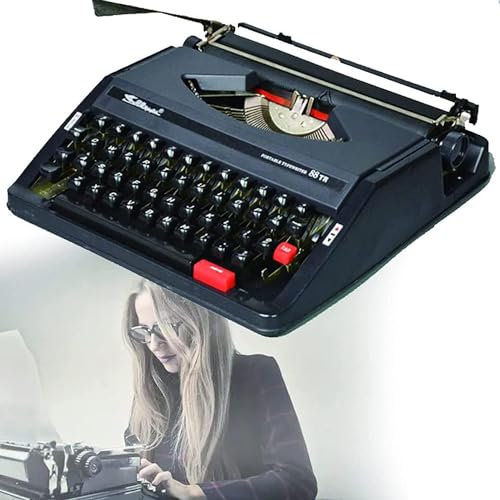Traditionelle Manuelle Schreibmaschine, Klassische Vintage-Retro-Alte Schreibmaschine Für Schriftsteller, Manuelle Retro-Schreibmaschine In Rot-Schwarzer Tastatur Mit Englischer Tastatur,Black