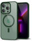 oakxco for iPhone 13 Pro Case Clear Magnetic Compatible with Magsafe, Thin Slim Transparent Non Yellowing, Hybrid Soft Silicone Bumper & Hard Plastic Protective Cover for Women, Dark Green
