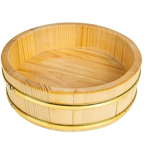 Lpitoy Wooden Sushi Rice Bowl Hangiri Sushi Oke Sushi Rice Mixing Tub Tray Rice Mixing Bowl for Restaurant Kitchen