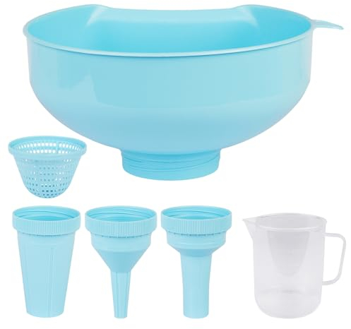 SSYR&P Wide Mouth Funnel, with Removable Sieve,with 4 Sizes Spouts, Food Grade Plastic, Dishwasher Safe, for Filling Wide and Regular Mason Jars,Spray Dropper Oil Bottle Jug Spices Shampoo Powder