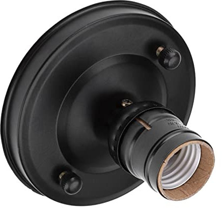 Acouto Zócalo para Foco E26/E27 Vintage Industrial Techo/Pared Base de Luz Soporte Colgante Bombilla Lámpara Tornillo Zócalo Negro Luz de Techo (Black)