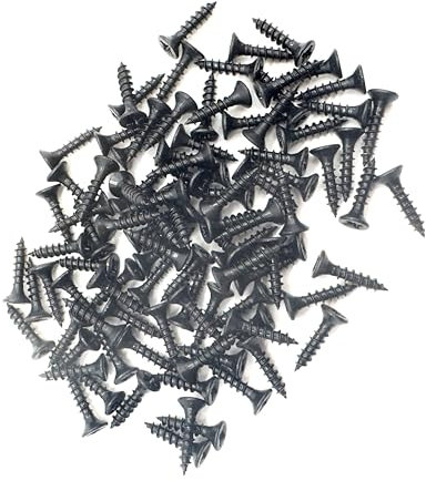 100 PCS Black Wood Screws (3.5mm x 16mm) Double Countersunk Multi Purpose Organic Woodscrews