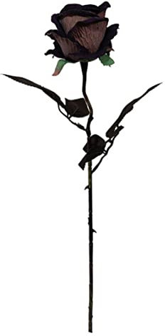 Halloween Rosa Artificiale Finta Rosa Nera Singola con Stelo Real Touch Fiore Finto Halloween Fiore Finto con Stelo Halloween Realistica Rosa Singolo Stelo Halloween Real Touch Rosa Finta Fiore di Hal