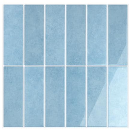 VEELIKE Blaue Wandfliesen Selbstklebend Fliesenaufkleber Küche Klebefliesen Badezimmer Blau Küchenfliesen Überkleben Wasserfest Küchenfolie Rückwand Wäschereien Badfliesen 30.5cm×30.5cm 6 Stück