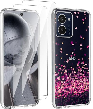 LYZXMY Hülle für Nokia HMD Pulse Pro(6.56) Transparent Handyhülle + 2 Stück Gehärtetes Glas Schutzfolie, Case Weich Silikon TPU Schutzhülle Cover -WM85