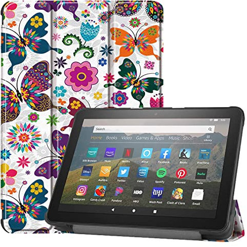 ODQQDO Funda para tablet de 8 pulgadas Smart Stand Protective Case Ultra Light con Auto Sleep Wakemit Auto Sleep Wake, no compatible con Huawei, Samsung, Butterfly