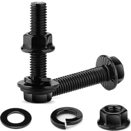 10 Stück M8x20 Sechskantschrauben, Flanschschrauben, Außensechskant, Edelstahl A2 V2A, Strukturschrauben, Unterlegscheiben, Federringe & Muttern/Schrauben Sortiment, Vollgewinde, Schwarz