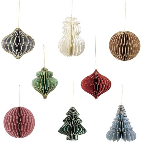 Decorazioni per feste di Natale 3D Mini Glitter Bordo Carta a nido d'ape Ornamenti per albero di Natale Decorazioni per feste di Natale Capodanno