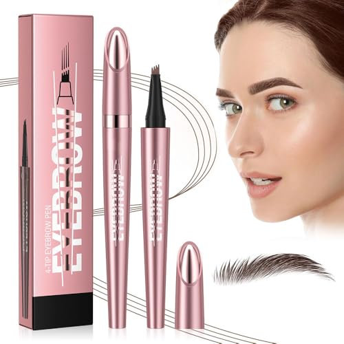 Microblading Matita Sopracciglia Waterproof, Magica 3D Impermeabile 4 Punta Sopracciglio Precisa con Punta, Trucco Naturale di lunga durata Fine Stroke Matita Sopracciglio (2# Marrone Scuro)