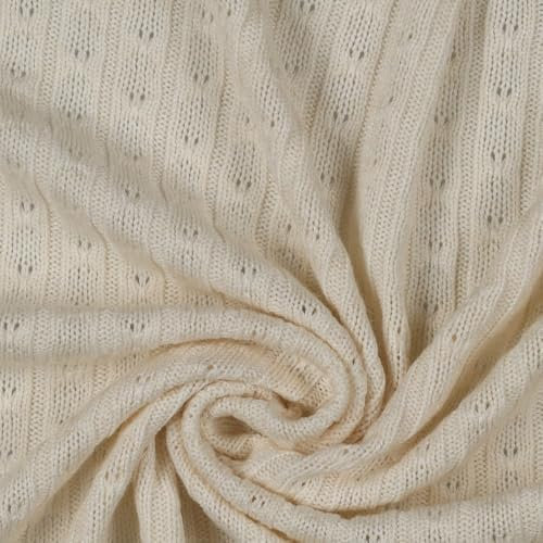 Strickstoff | Viskose Feinstrick | Zopfmuster | 3 Farben | ab 50x150 cm | Meterware (ecru)