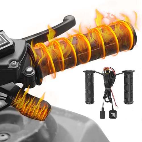 Heizgriffe Motorrad Overgrips, 1 Paar 12V ATV Motorrad Heizgriffe mit 3 Stufen der Temperatureinstellung Motorrad Heizgriffe Motorrad Fahrrad Griffheizung Overgrips, 12,6cm(L) x 2,2cm (Ø)
