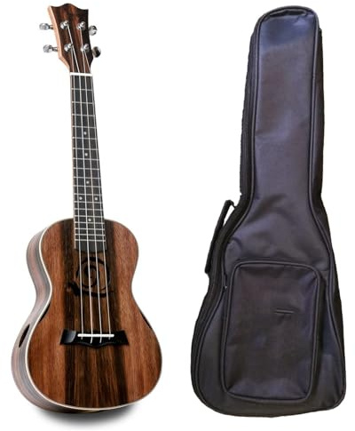Ukulele Erwachsene 23-Zoll-Ukulele-Konzertgitarre Aus Ebenholz Mit Tasche/Stimmgerät/Kapodaster/Gurt