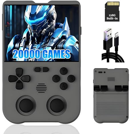 XU10 Retro Handheld Gaming Console with Dual Joysticks, 3.5-Inch IPS Full View Screen, 128/256GB Memory (Preloaded with 20,000/30000 Games) (Grey-256G)