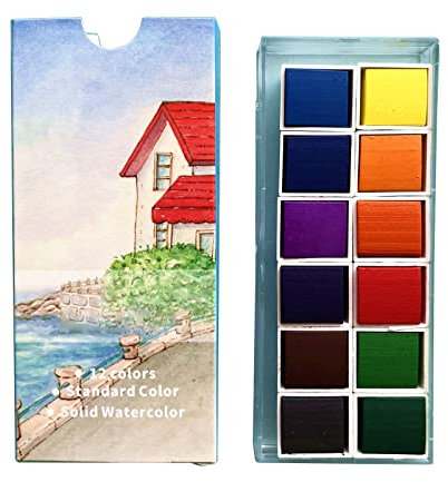 Künstler-Aquarellfarben, 12 Metallic-Farben, einfarbiges Aquarell-Set für Kinder, Studenten, Aquarellmalerei, Schule, Kunstprojekte