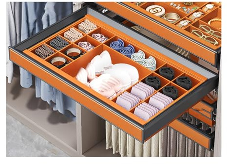 LVLDAWA Stackable Necklace Organizer Trays, Pull Out Wardrobe Gadgets Display Showcase, Space Saving Steel Clothes Rack For Earring Ring Cufflinks(C-96.4-101.4X43X12.5CM)