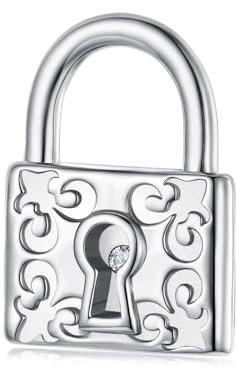 BRBRB Dije de candado vintage de plata de ley S925 - Diseño místico de ojo de cerradura - Cuenta DIY compatible con Pandora, Biagi, Troll y Chamilia | Joyería simbólica hipoalergénica