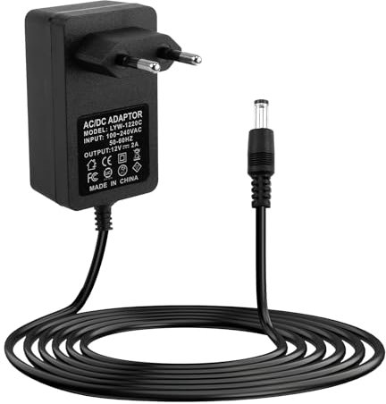 Fuente de Alimentación 12V 2A 24W, Adaptador AC-DC 12V 2000mA, Cargador Universal para Cámaras de Seguridad CCTV, Tiras LED, Routers, Altavoces, Dispositivos Electrónicos, Conector DC 5,5x2,5mm, Cable