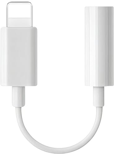 LEMLIN Adaptador Compatible con iPhone Lightning/3.5mm - Adaptador Auriculares Compatible Blanco - para Serie con iPhone 13 y Menos
