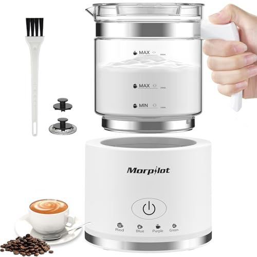 Milk Frother Electric 4 in 1 - Morpilot 500ml Automatic Milk Frothers Large Capacity Milk Steamer and Heater Hot & Cold Milk Warmer for Latte Coffee Cappuccino
