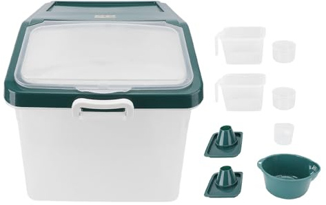 ciciglow Rice Container, 25KG Rice Dispenser with Measuring Cups, Large Airtight Food Storage Container for Kitchen Grain Pet Food