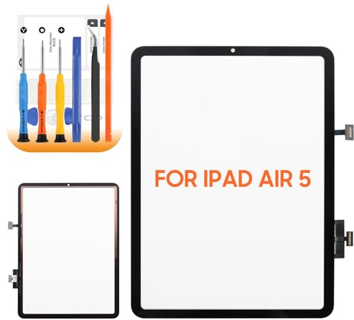 AGCUT Touch Screen für iPad Air 5 Bildschirm Ersatz für iPad Air 5 Generation A2588 A2589 A2591 10,9 Zoll Screen Replacement Digitizer Touchscreen mit Reparaturset (Schwarz, kein LCD)