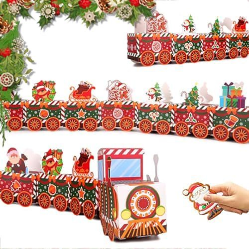 2025 Adventskalender zum Befüllen, 24 Bunte Rote Zug Leere Boxen, Weihnachtskalender zum Befüllen, DIY Adventskalender DIY Basteln, Befüllbarer Adventskalender Häuser Set Kinder Erwachsene