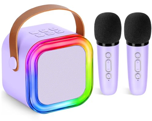 Karaoke Machine for Kids Adults,Mini Portable Karaoke Microphone Bluetooth Speaker Player with Sponge Covers Gifts Toys for Girls 4, 5, 6, 7, 8, 9,10 +Year Old Birthday Home Party (Purple)