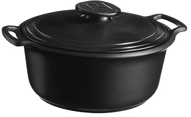 Emile Henry Cocotte Ronde Sublime+ 4 L – Céramique Haute Performance Tous Feux dont Induction – Cuisson Homogène et Mijotée – Coloris Ardoise – Fabriqué en France