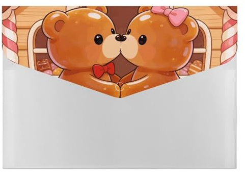 Kiss in Karamell-Aktenordner, tragbarer Premium-Akkordeon-Aktenordner mit 6 Taschen, Quittungspapier und Rechnungsdokumenten-Organizer, ästhetischer Papier-Organizer für Zuhause, Büro