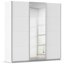 Rauch Möbel KULMBACH, Schwebetürenschrank, Farbe Weiß, Breite 203 cm | Kleiderschrank mit Schwebetüren, Schiebetüren, 3-türig, mit Spiegel, Zubehör Premium, Schlafzimmer, Jugendzimmer, Garderobe