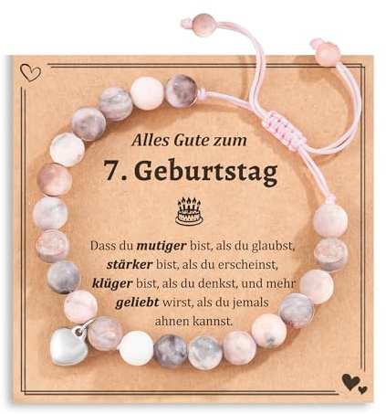 POWWA 100% Naturstein Herz Armband mit Geschenk Nachricht Karte, Geschenke auf Geburtstag Graduierung Weihnachten Neujahr
