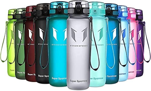 Super Sparrow Sports Water Bottle - 500ml - Non-Toxic BPA Free & Eco-Friendly Tritan Co-Polyester Plastic - For Running, Gym, Yoga, Outdoors and Camping