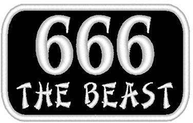 Smart Aufnäher 666 - The Beast - viele Farben und Größen zur Auswahl (8x5,5, schwarz-weiß)