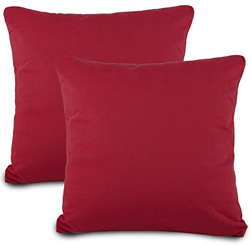 aqua-textil Classic Line Kissenbezug 2er-Set 50 x 50 cm Bordeaux rot Baumwolle Dekokissen Bezug Reißverschluss Jersey Kissenhülle