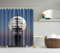 BOYOUTH Sailboat on the Sea under Big Moon Pattern Digital Print Shower Curtains for Bathroom Decor,Polyester Waterproof Fabric Bath Curtain with 12 Hooks,70x70 Inches,Multicolor