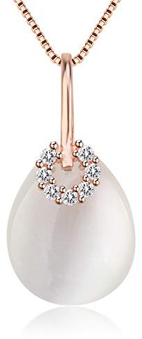 KRUCKEL Shape of Water Drop Necklace for Women - Jewelry Created With Swarovski Crystals Zircon & Pearl - Anniversary, Birthday, Christmas - Gifts for Her, Girls & Friends - Rose Gold Plated