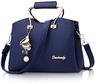 NICOLE & DORIS Damen Handtaschen, Umhängetasche, Crossbody-Tasche, Leder, für Damen, mit langem Gurt, dunkelblau, L, Elegant