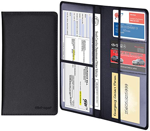 wisdompro Porte-Documents de Voiture en Cuir synthétique pour Carte d'identité, permis de Conduire, Cartes de Contact clés, Noir, Compacte