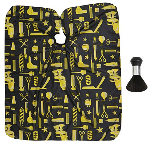 Lurrose Hair Dye Cape 2Pcs Barber Hair Cutting Apron, Hairdressing Apron and Neck Duster Brush Set Hairdressing Gown for Salon Home